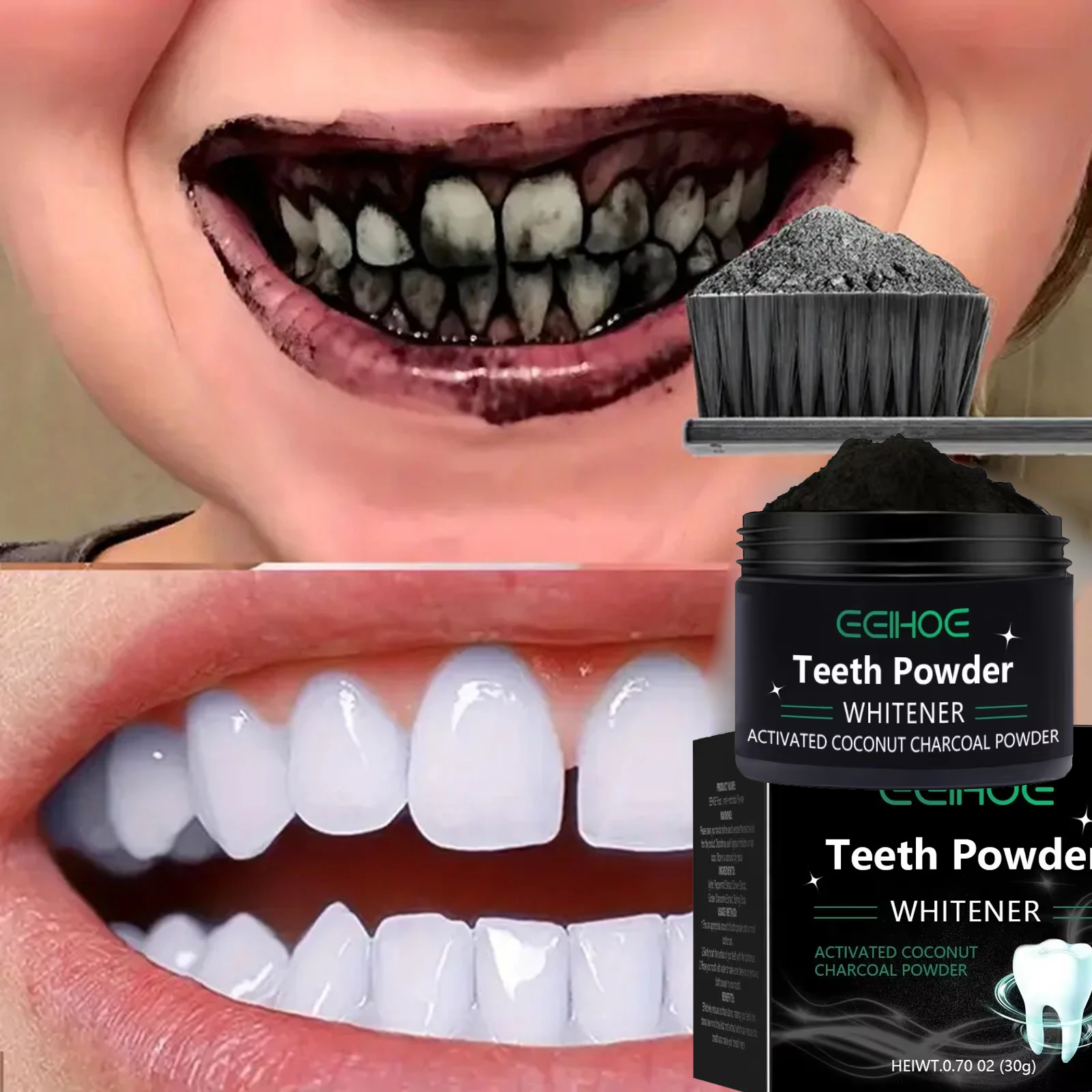 Teeth Whitening Charcoal Powder - Teeth Brightening Whitening Powder Deep Cleaning