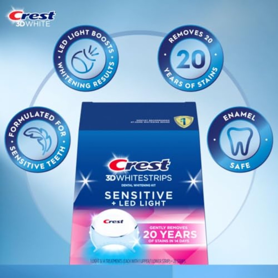 Crest 3D Whitestrips Sensitive - Teeth Whitening Led Kit avaliação e preço