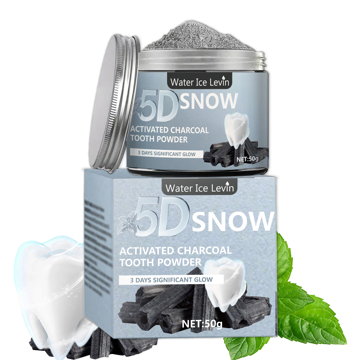 Water Ice Levin 5D Snow Activa - Teeth Whitening Charcoal Powder avaliação e preço