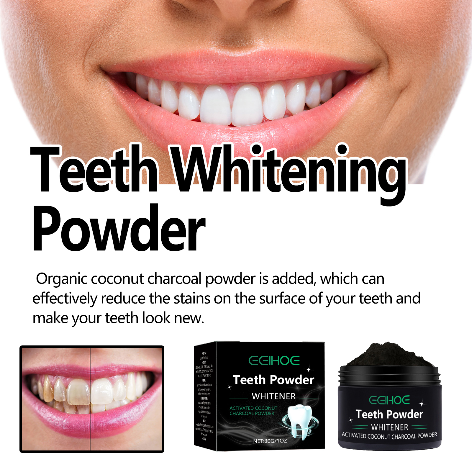 Natural Teeth Whitening Powder - Teeth Whitening Charcoal Powder avaliação e preço
