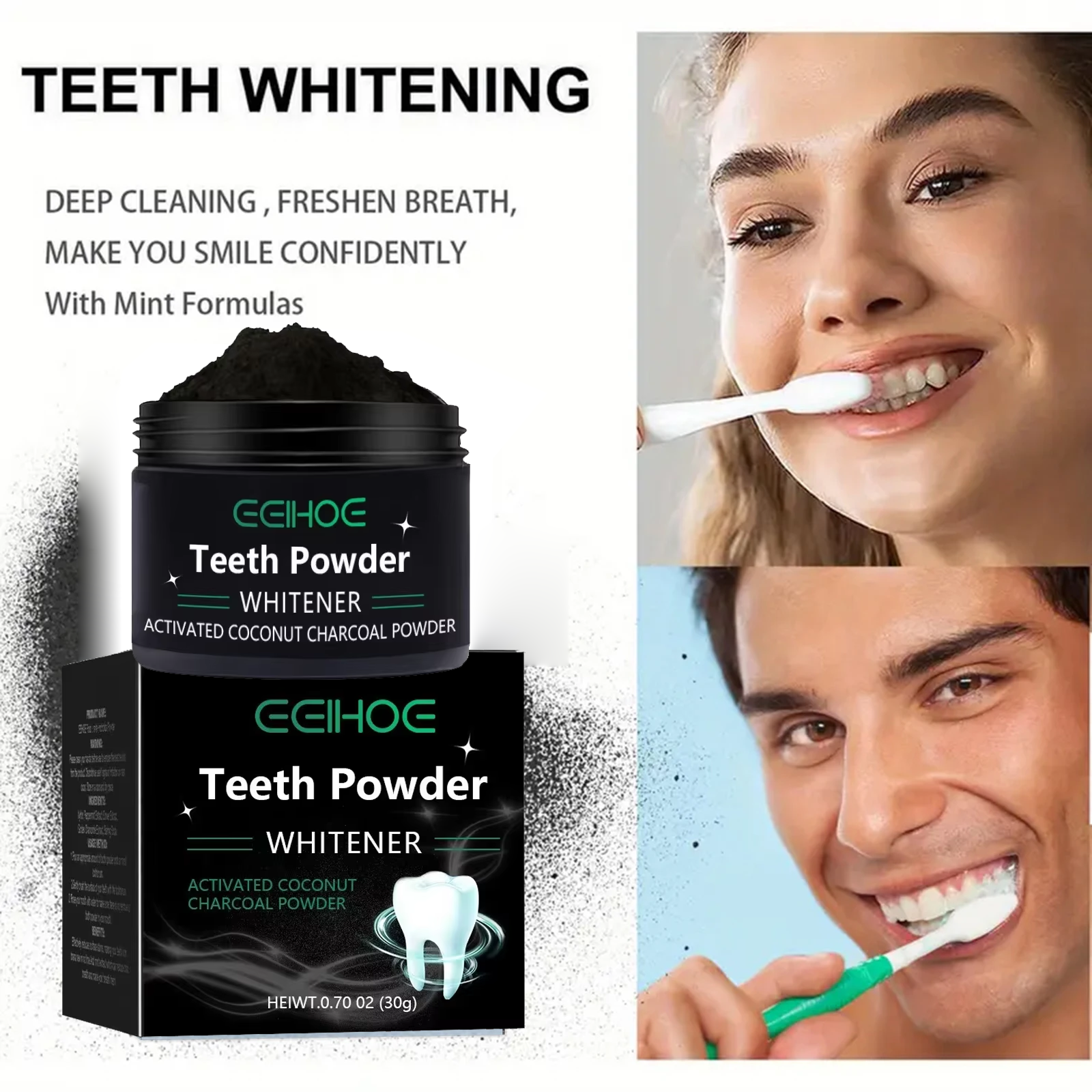 Teeth Brightening Whitening Po - Teeth Whitening Charcoal Powder avaliação e preço