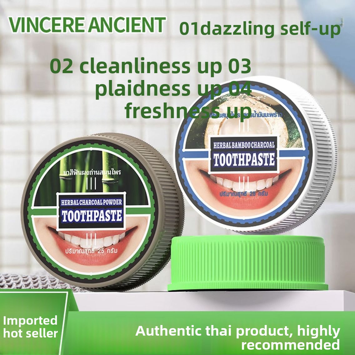 Natural Thai VINCERE Tooth Pow - Teeth Whitening Charcoal Powder avaliação e preço