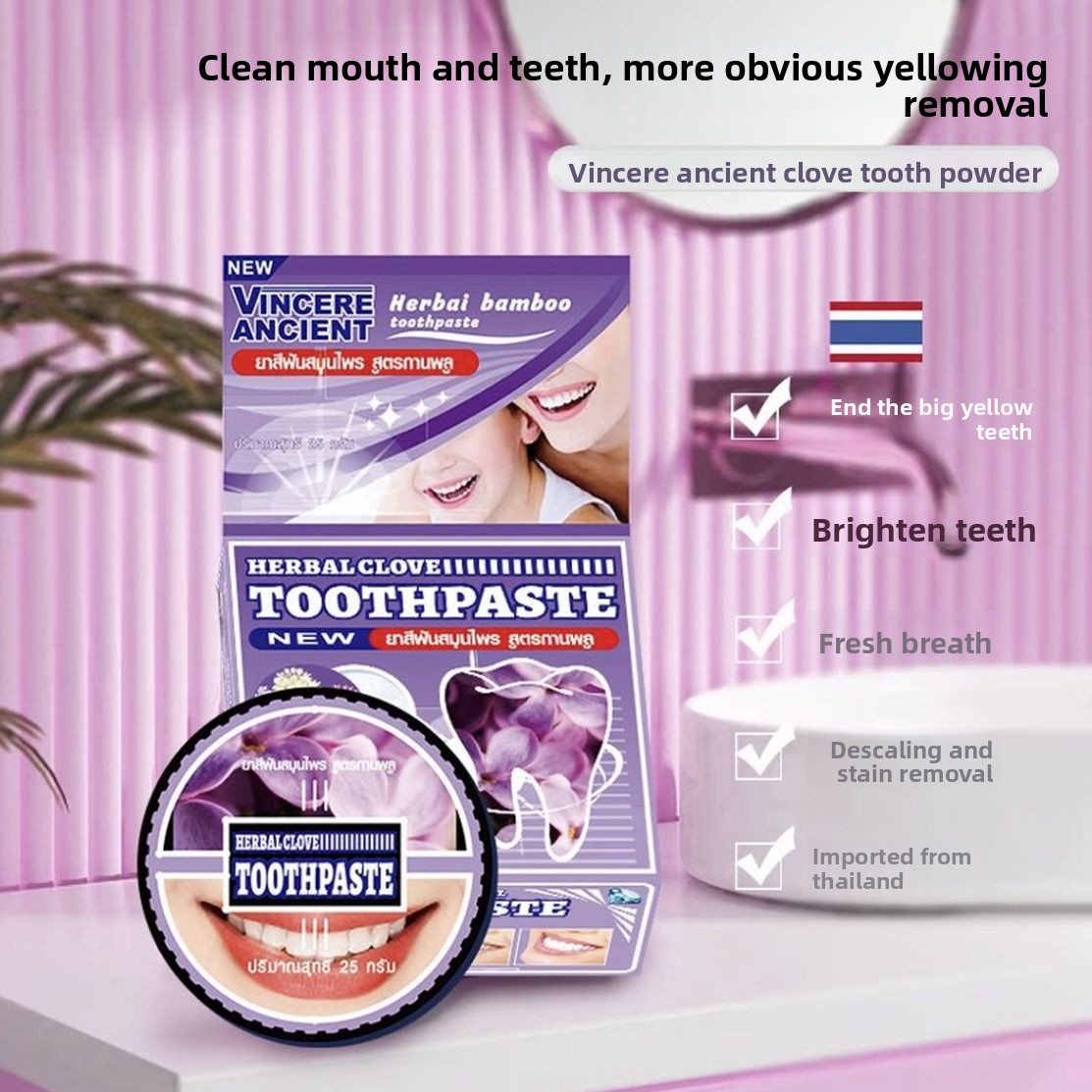 Natural Thai VINCERE Tooth Pow - Teeth Whitening Charcoal Powder avaliação e preço